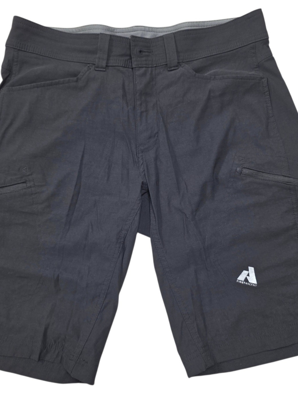 Eddie Bauer Mens Cargo Shorts 32 Black Canvas Polyester Zip Flat Front Pockets